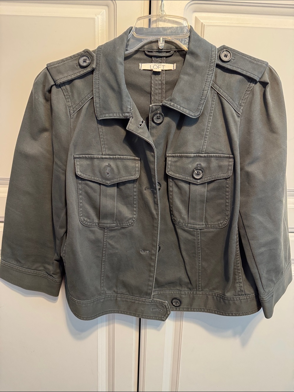 LOFT Olive Green Utility Jacket with Epaulets